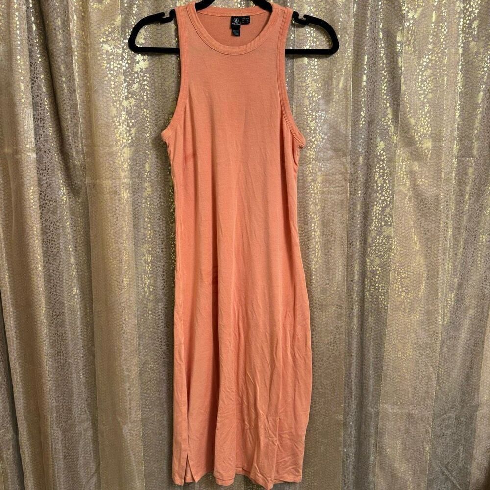 Volcom Stonelight Clay Peach Orangey Racerback Midi Maxi Dress Med Flawed
